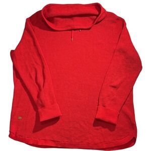 LAUREN RALPH LAUREN Trending Red Color‎ Womens Waffle Knit Cowl Neck Size 1X